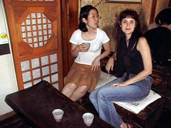 L AND JULIE INSIDE THE TEAHOUSE